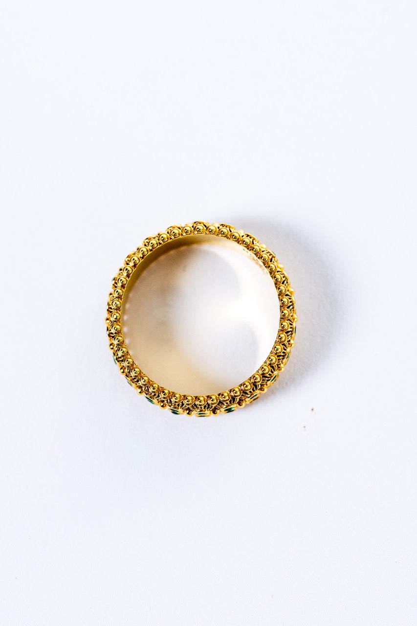 Fede Sarda a 2 file Dorato con Smeraldi HOROS