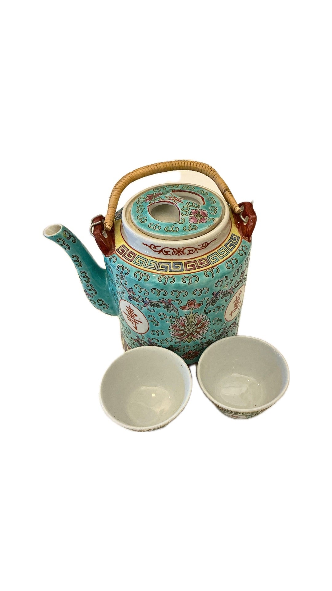 Cesto vimini teiera + 2 tazzine