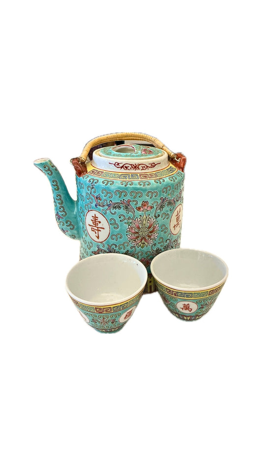 Cesto vimini teiera + 2 tazzine