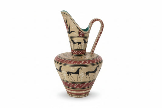 Brocca con decoro cavalli Deruta