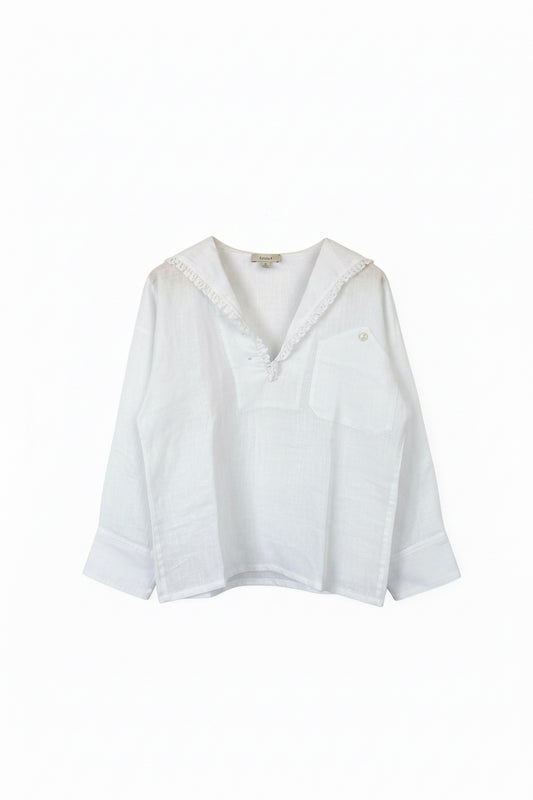 Gin Sailor Shirt White Linen Caftanii
