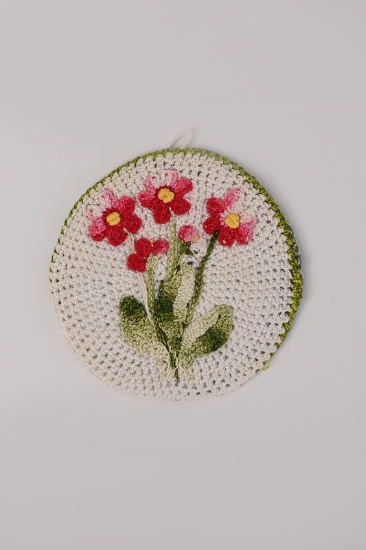 Presina sottobicchieri con ricamo floreale Teresa Cercava