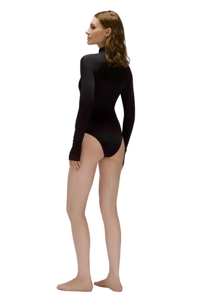 Long Sleeve Bodysuit UPF50+ UV Swimwear Women - Vulcanic Black