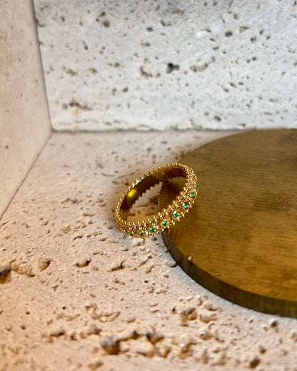 Fede Sarda a 1 fila Dorato con Smeraldi HOROS