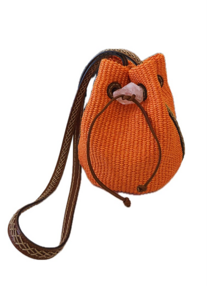 Nirmala Bucket Rafia Orange IACOBELLA