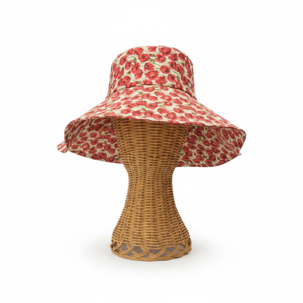 Cappello stampa papaveri