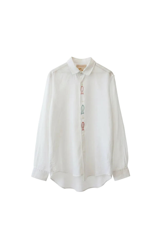 Camicia con pesciolini ricamati