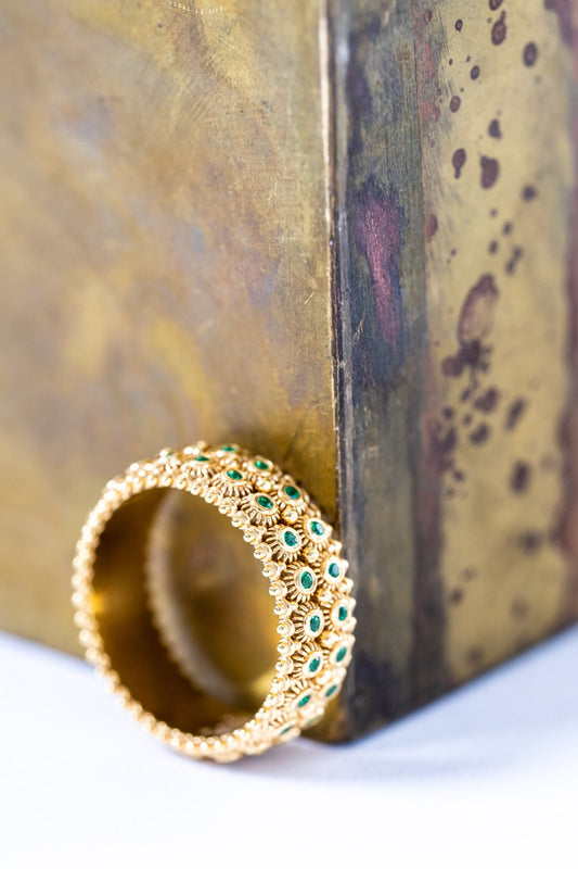 Fede Sarda a 2 file Dorato con Smeraldi HOROS