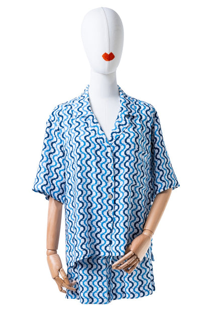 Pijama viscosa blu Caraluna