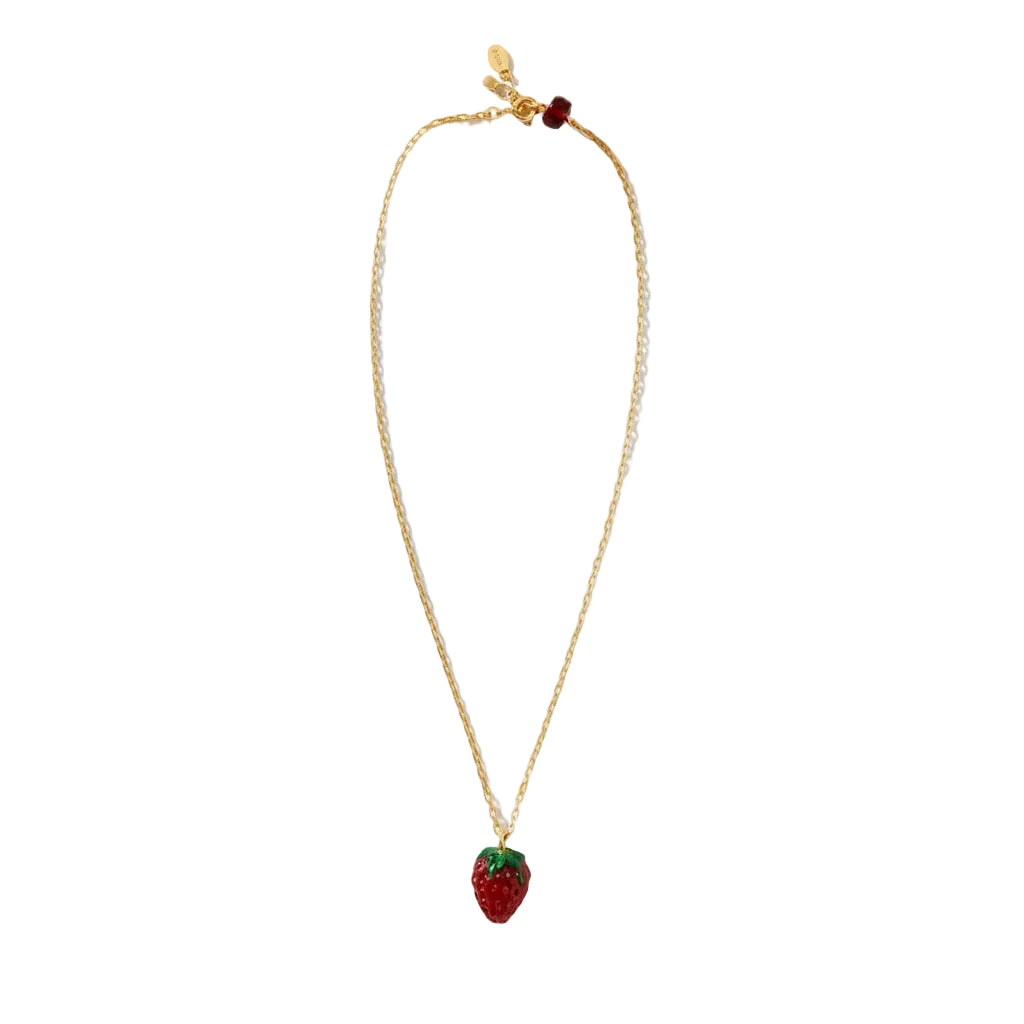 REAL VERONICA gold chain raspberry necklace