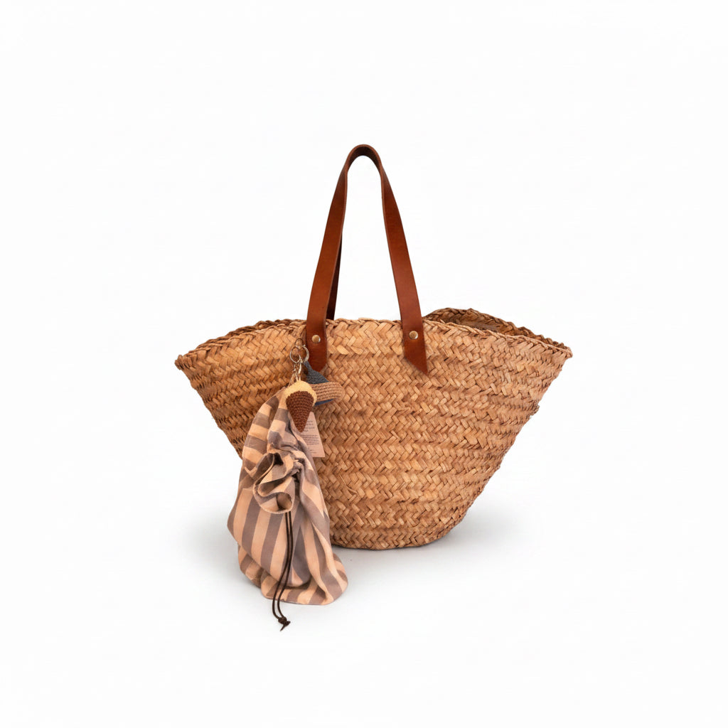 Micaela Spadoni Classic Straw Bag Medium + Charm theme
 sea ​​+ yellow stripe/blue stripe bag