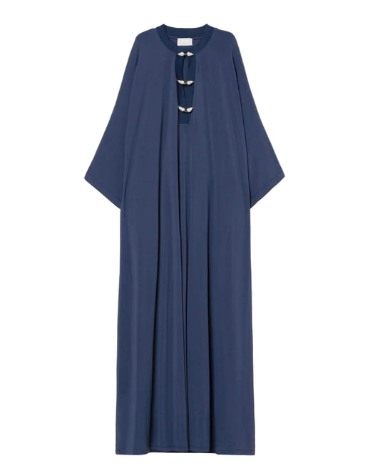 Abito Caftano in Jersey Blu Notte