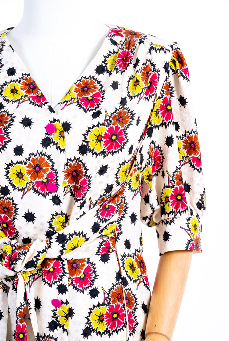 Oopsy daisy balloon Dress fiori e pois bianco Vernisse