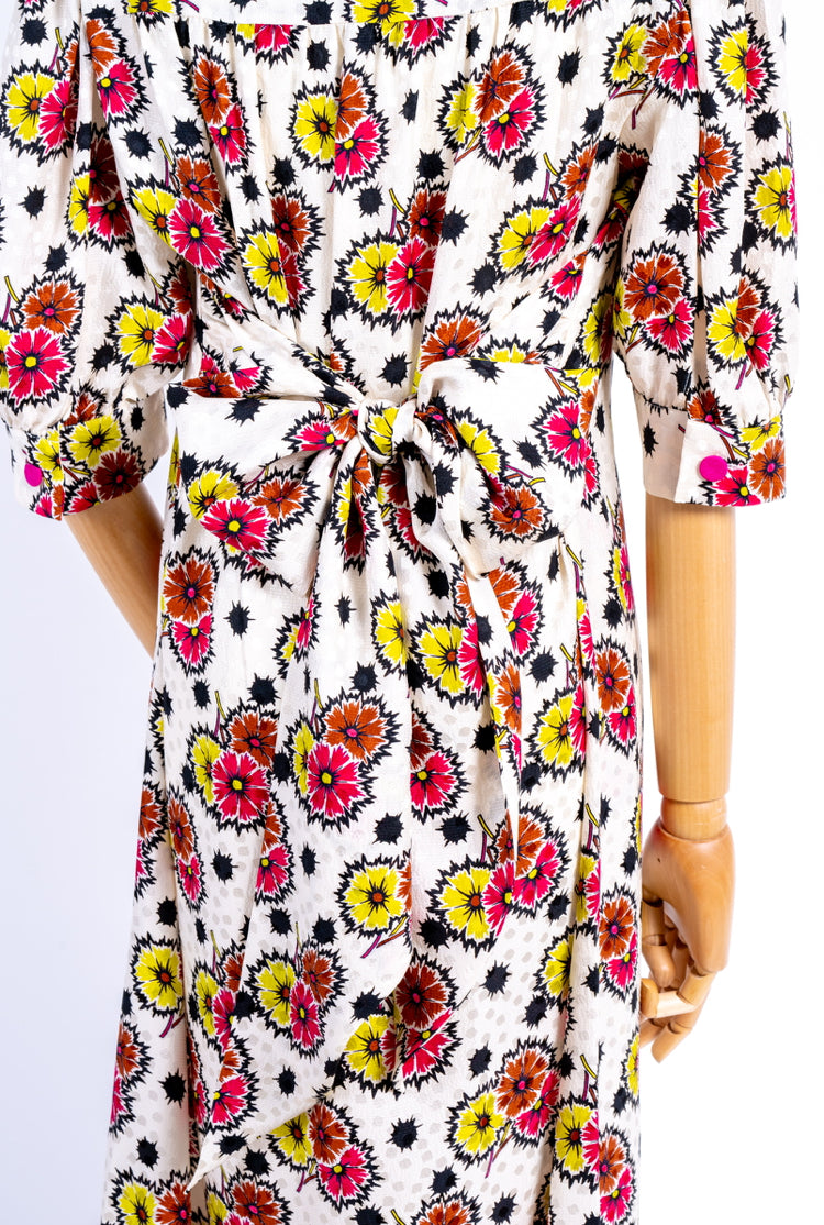 Oopsy daisy balloon Dress fiori e pois bianco Vernisse