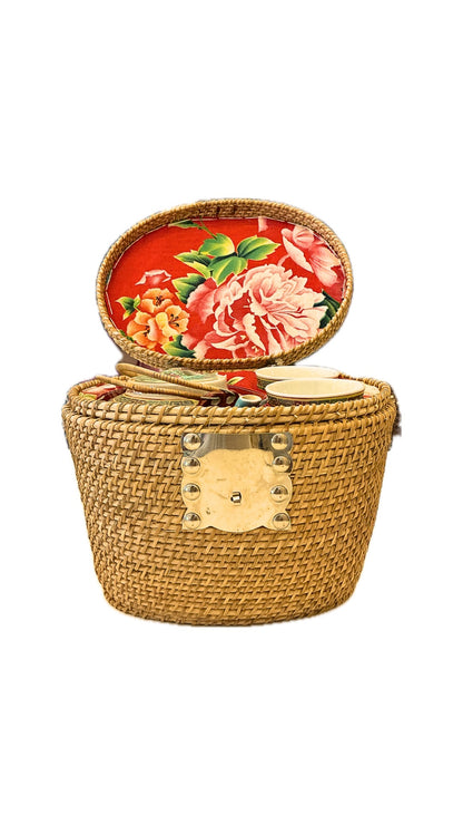 Cesto vimini teiera + 2 tazzine