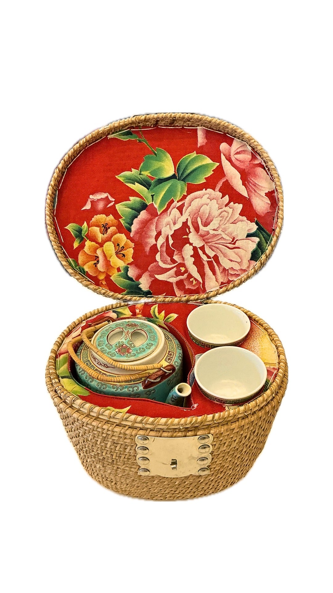 Cesto vimini teiera + 2 tazzine