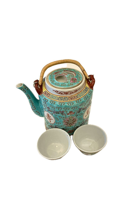 Cesto vimini teiera + 2 tazzine