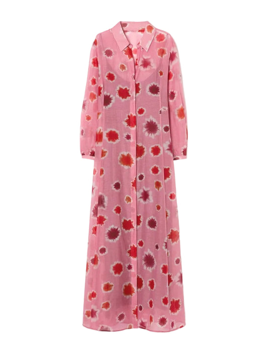 Abito in cotone e seta rosa